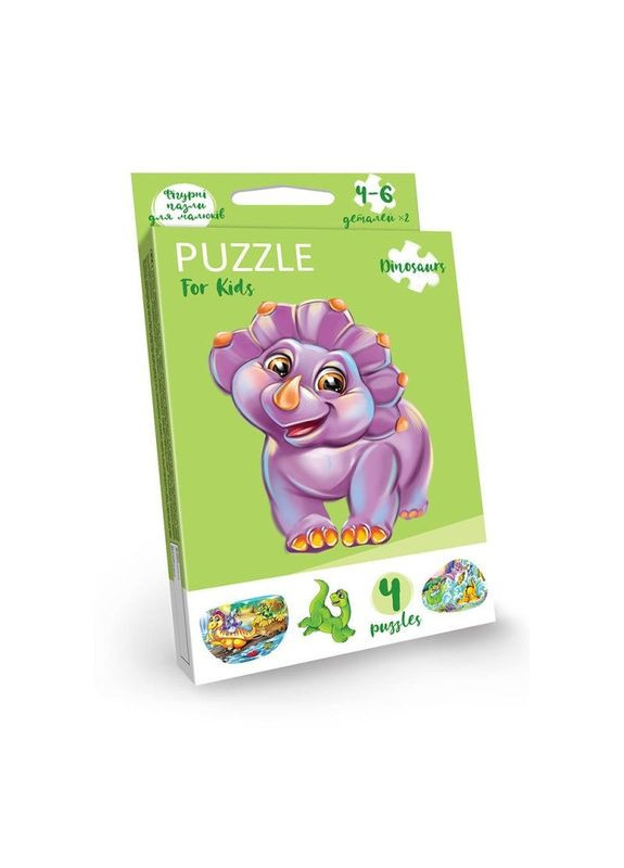 Дитячі розвиваючі пазли "Puzzle For Kids" PFK-05-12, 2 картинки Дино Danko Toys (307838109)