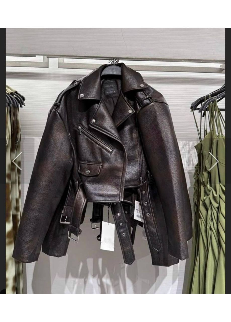 Коричневая демисезонная женская кожаная куртка-косуха косуха Україна