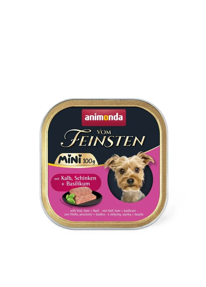 Корм влажный Vom Feinsten Mini для взрослых собак малых пород с телятиной, ветчиной + базилик 100 г Animonda (400104390)