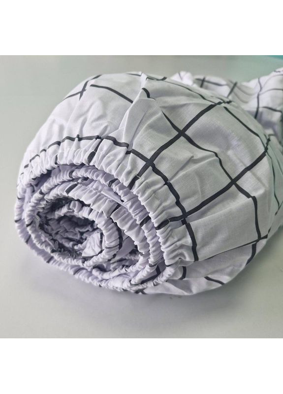 Простыня на резинке Бязь Белая клетка 200х200х25 см MERISET (369775550)