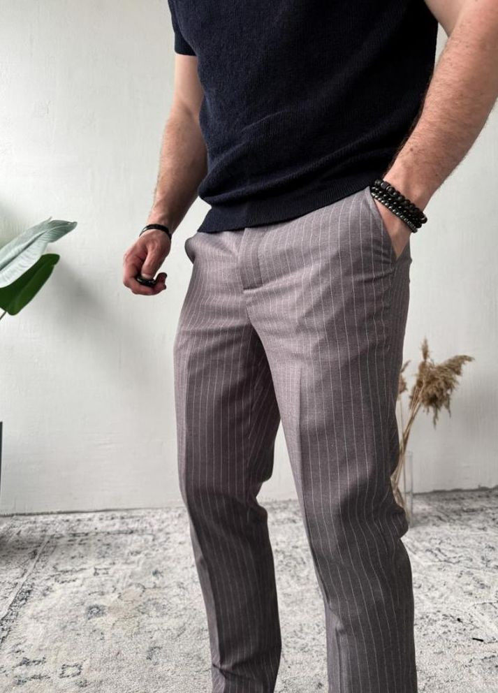 Бежевые кэжуал демисезонные брюки No Brand