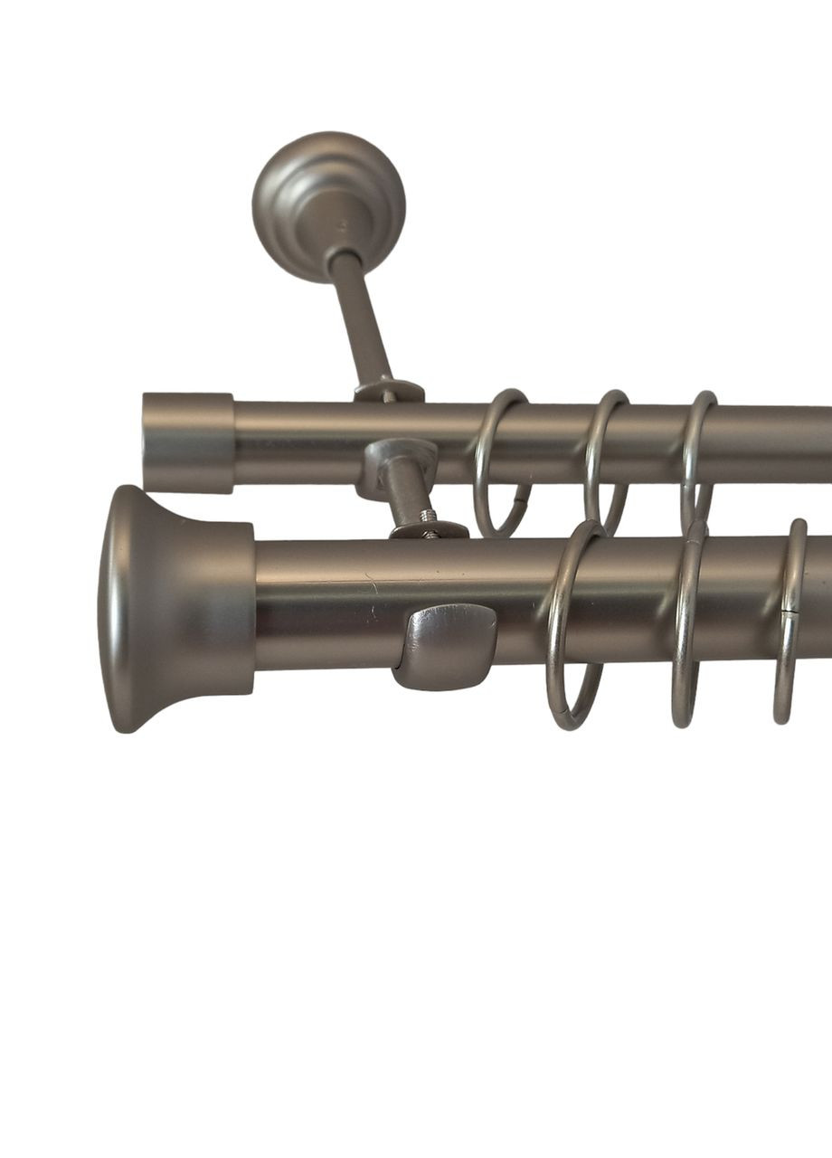 Карниз для штор Дуо металлический двухрядный гладкая труба кольцо металлическое Сатин 25\19 мм 240 см ORVIT (299334724)