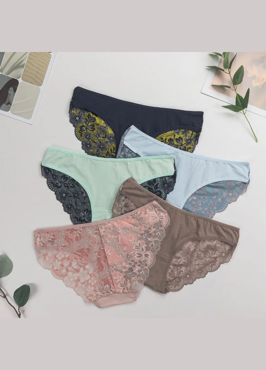 Трусы женские слипы с кружевом сзади 5 шт Nicoletta (304841261)
