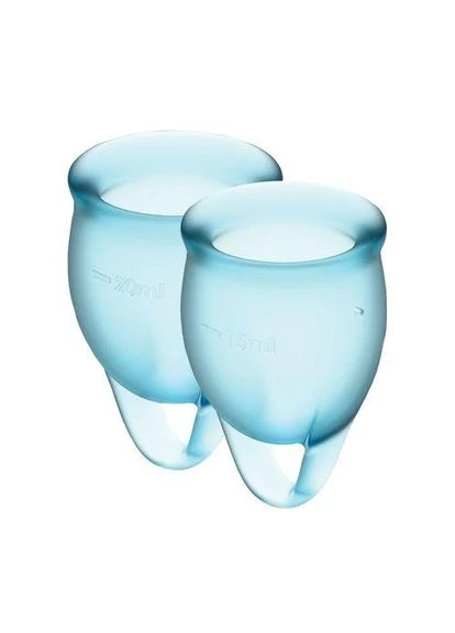 Набір менструальних чаш Feel Confident (light blue), 15мл і 20мл, мішечок для зберігання. SO3578 Satisfyer (303906461)