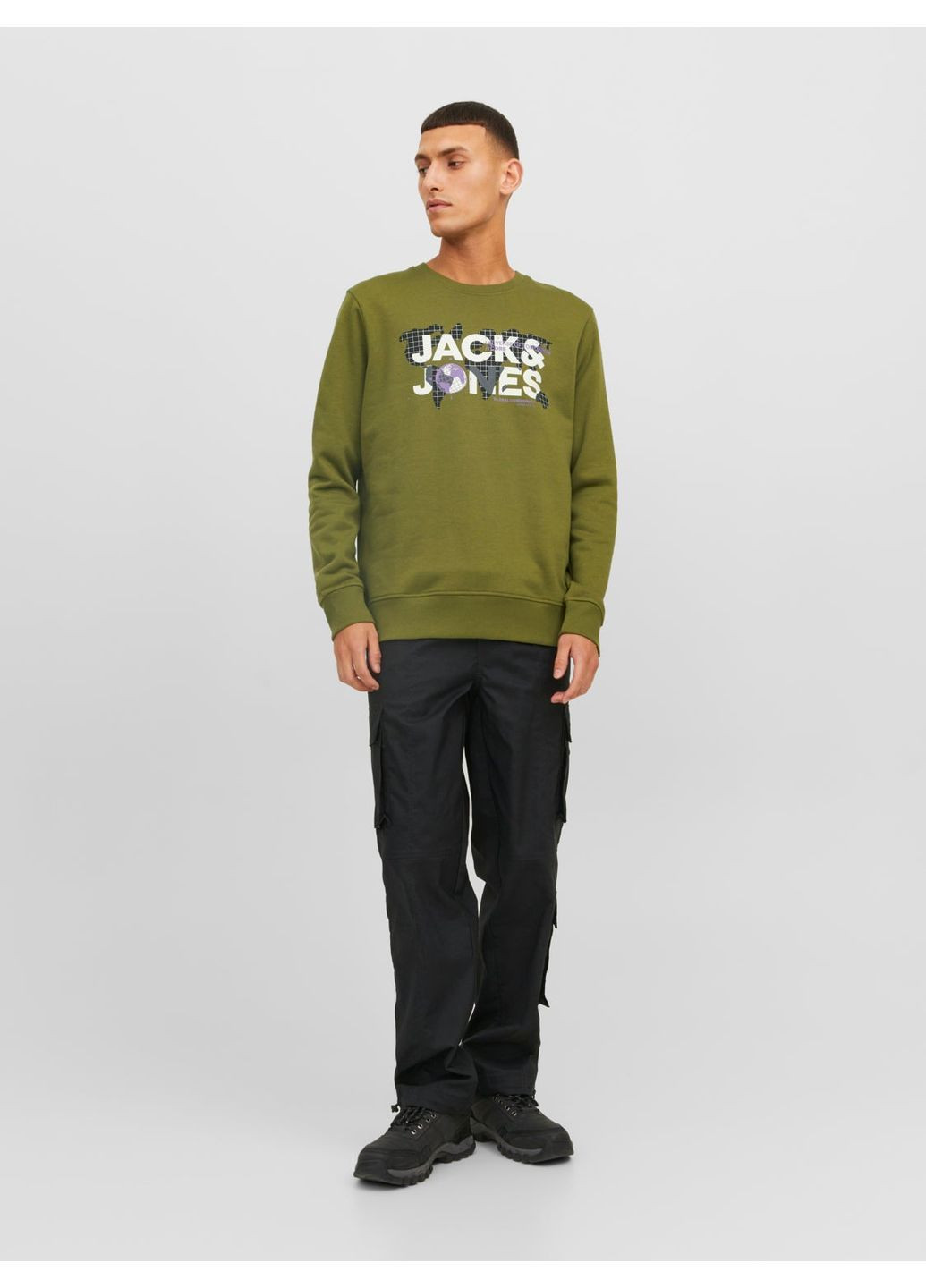 Зелений світшот фліс,зелений з принтом,jack&jones Jack & Jones (268563206)