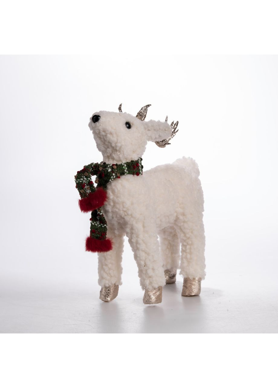 Новорічна текстильна фігурка Олень 30 см біла для декору під ялинку затишний елемент інтер'єру символ зими Yiwu (370602558)