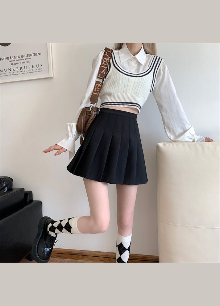 Спідниця шкільна у складку з шортами чорна 6501 104-128 (XS) No Brand (351476368)