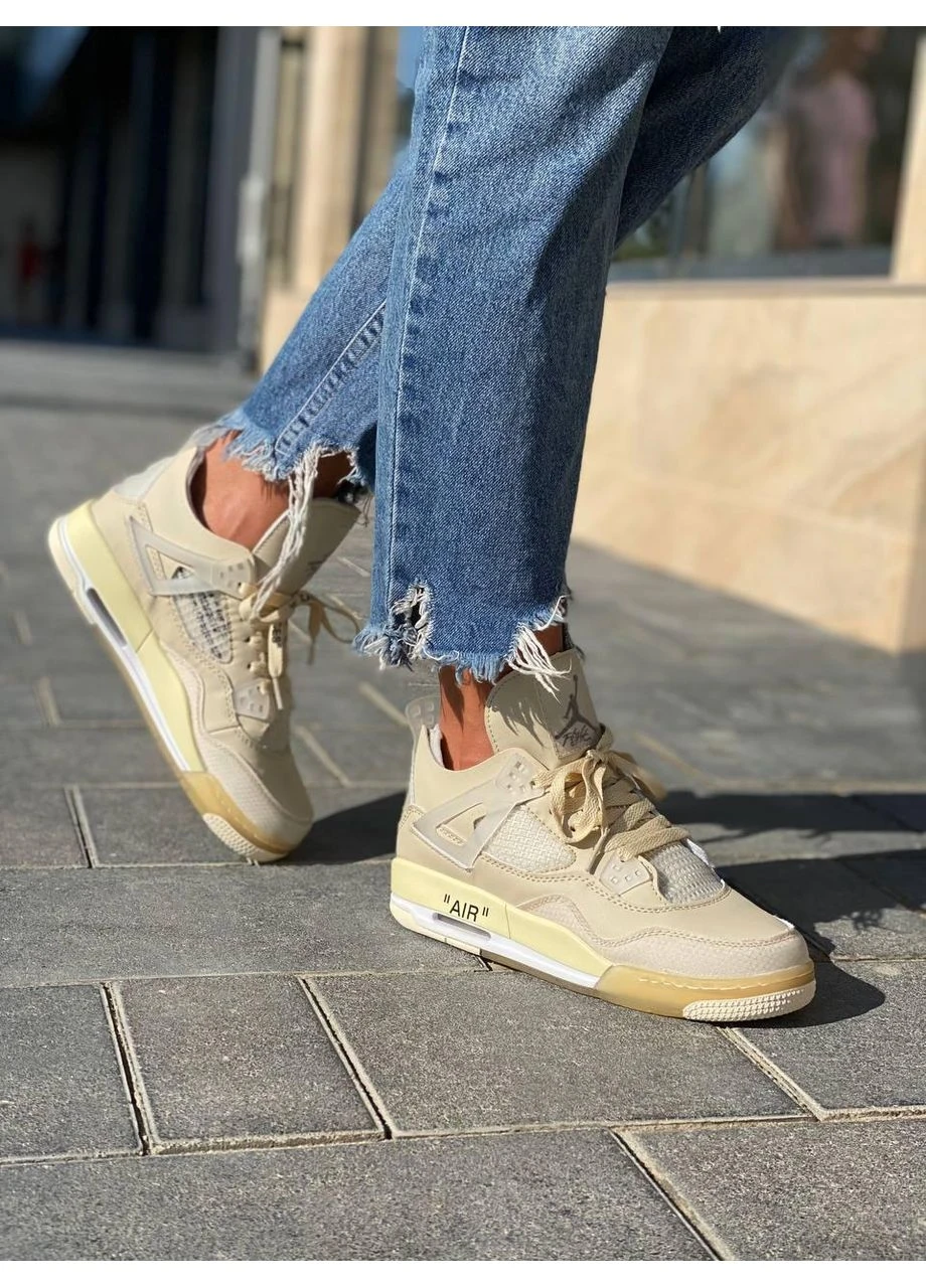 КРОСІВКИ ЖІНОЧІ NIKE AIR JORDAN RETRO 4 BEIGE WHITE НАЙК АІР ДЖОРДАН БІЛІ No Brand білі демісезони (391928437)