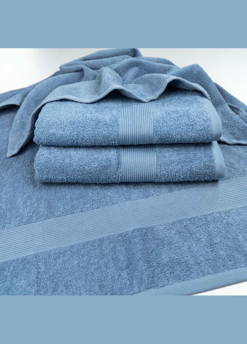 GM Textile комплект махрових рушників з бордюром 2шт 50х90см, 70х140см 400г/м2 (синій) синій виробництво -