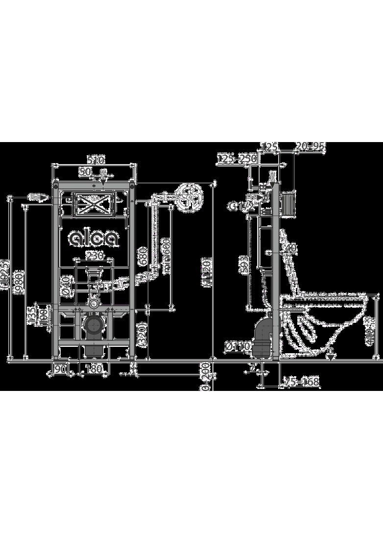 Комплект 4 в 1 інсталяція AM101/1120, VENTA RIMLESS URBAN Alca (361446940)