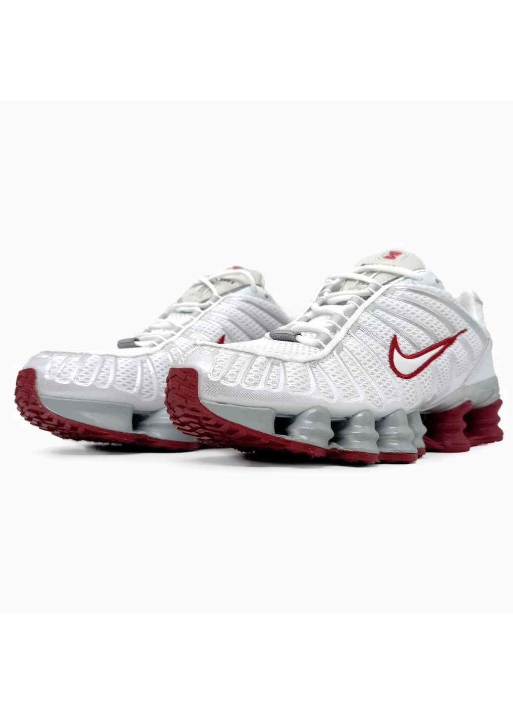 Білі кросівки чоловічі nike shox tl white/red найк шокс тл білі демісезон No Brand