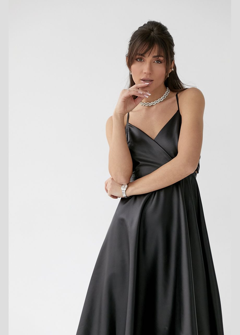 Черное повседневный летний сарафан из прошвы на одном бретеле белый цвет 36р. с открытыми плечами No Brand однотонное