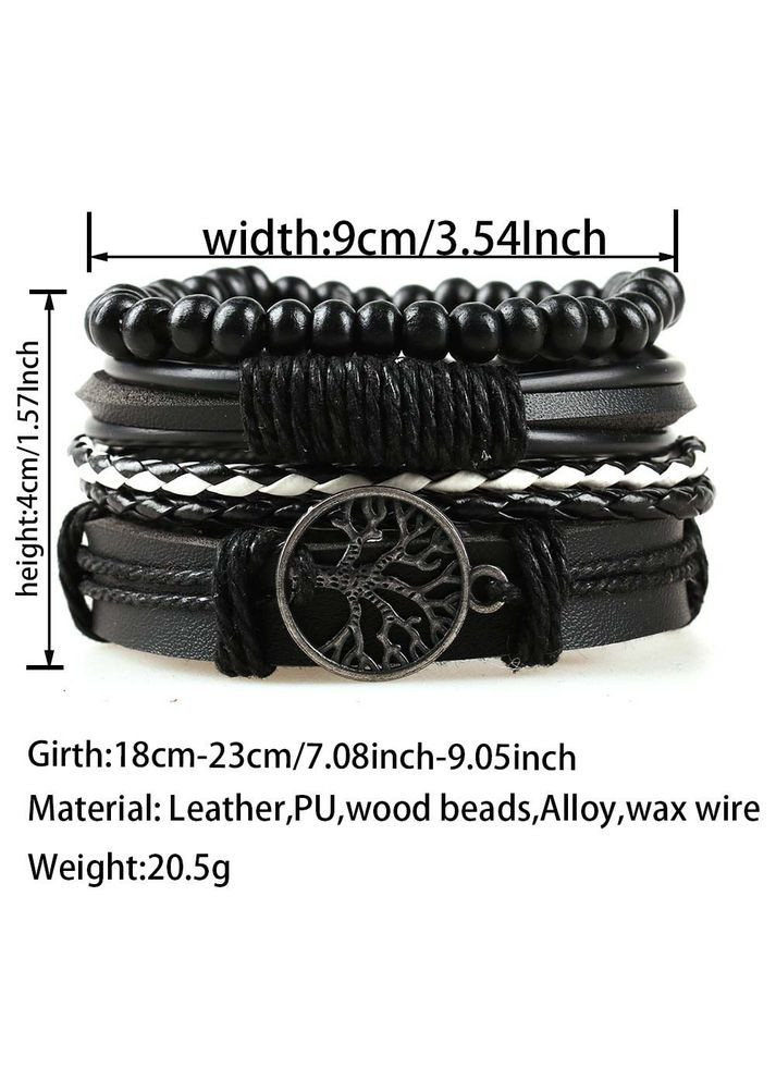 Регульований комплект браслетів чоловічих на руку з амулетом дерево життя, чоловічий браслет на руку No Brand (313100264)