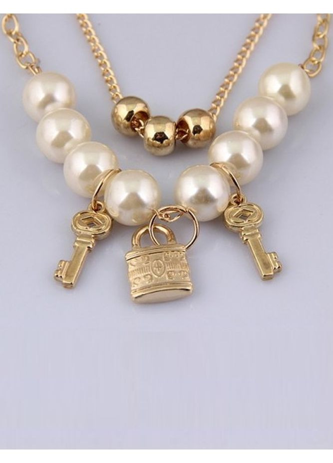 Набор бижутерии - бусы и серьги Ключи с замком, 8235 No Brand (360608189)