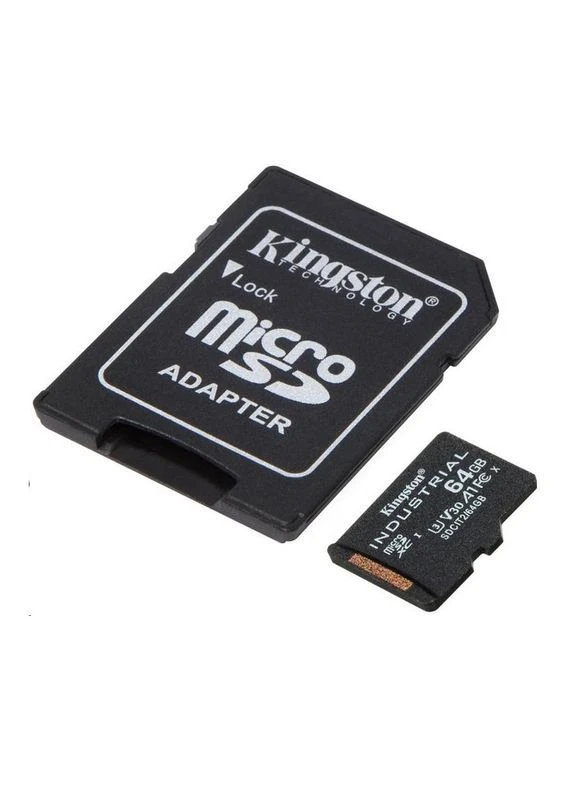 Карта пам'яті microSDXC Industrial 64 ГБ Class 10 UHS-I U3 V30 A1 до 90 МБ/с з SD-адаптером Kingston (402621481)