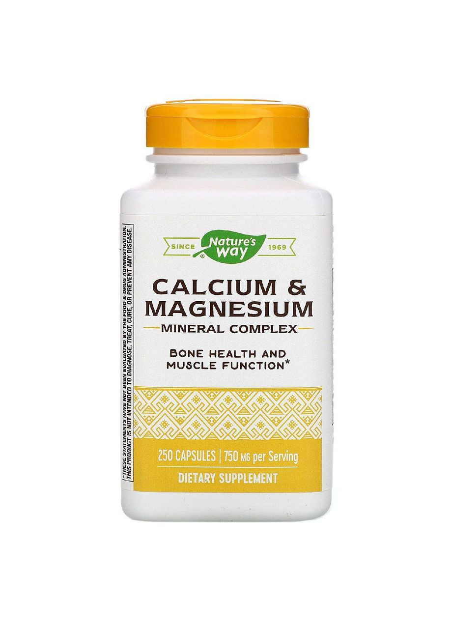 Кальций и магний, Calcium & Magnesium, минеральный комплекс, 750 мг, 250 капсул (250 мг в капсуле) Nature's Way (394184805)