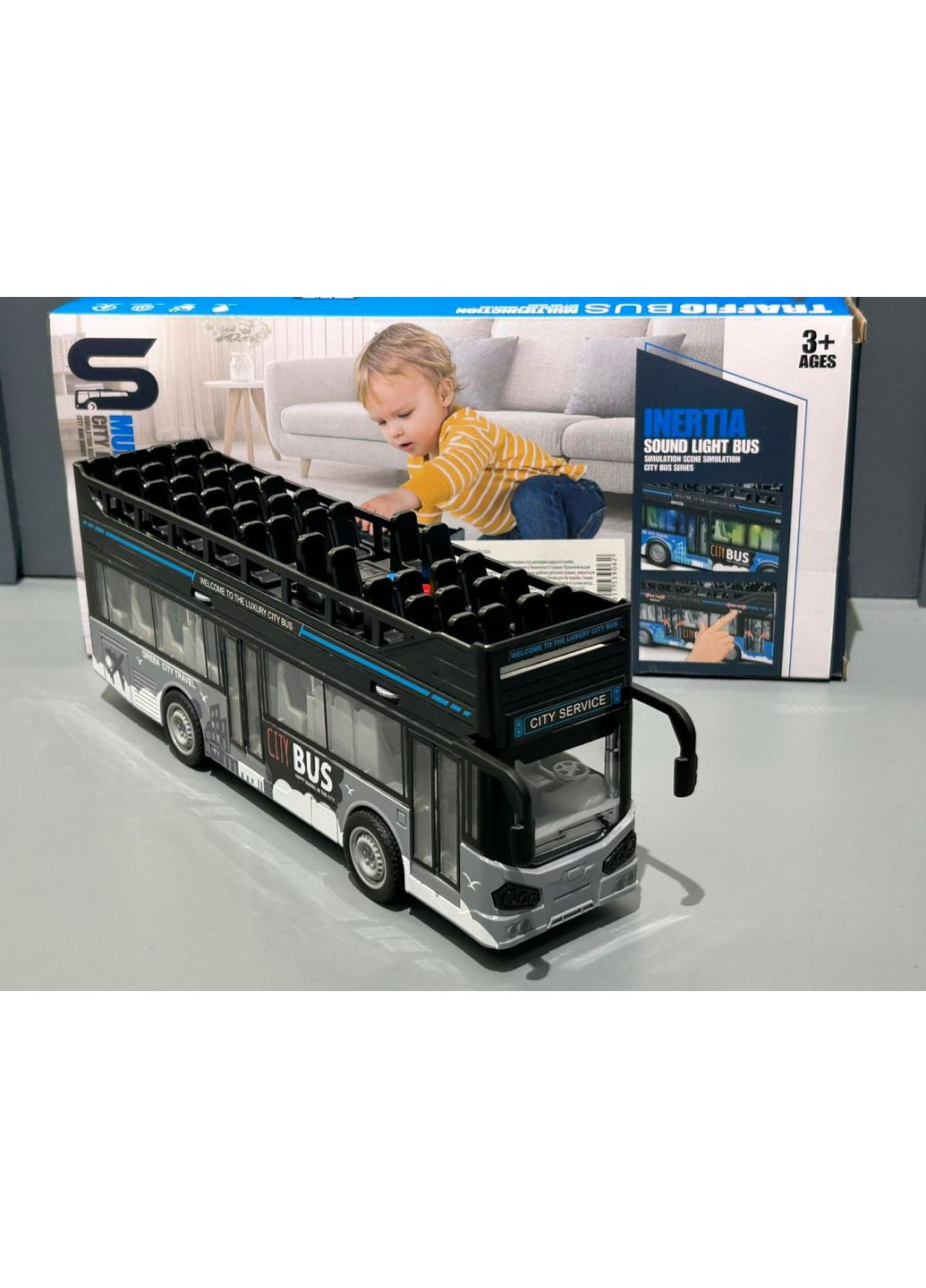 Автобус городской двухэтажный инерция музыка свет (JS122-122A) No Brand (365807441)