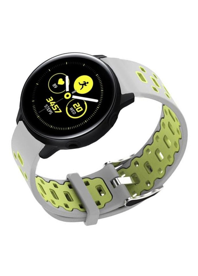 Спортивный ремешок Perfor Classic для часов Samsung Galaxy Watch Active / Active 2 - Grey&Green Primo (333337045)