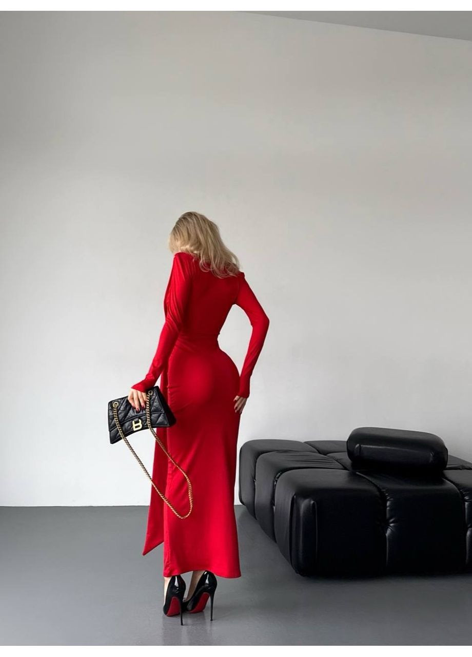 Красное платье с узлом, цвет красный Fashion