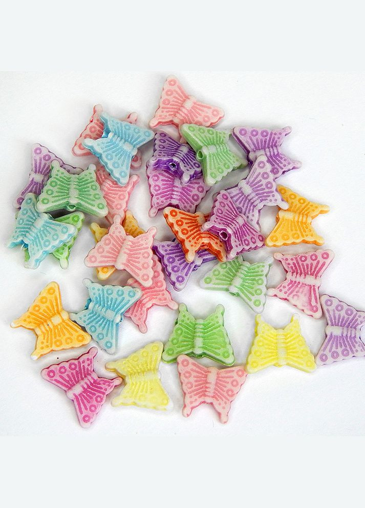 Намистини дитячі Метелик, акрил, 10х9 мм, мікс, 30 шт No Brand (340486152)
