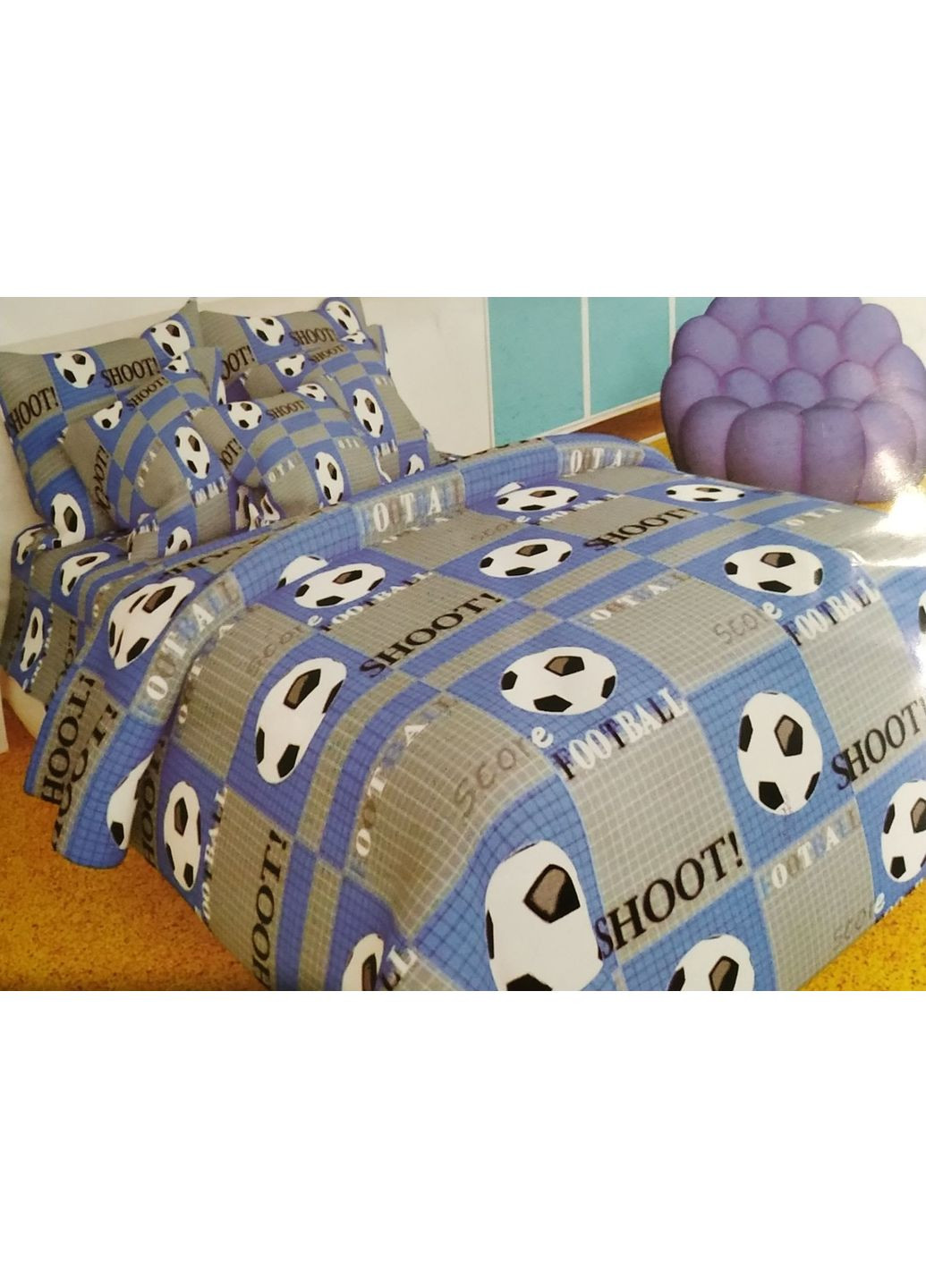 Комплект постільної білизни Бязь Голд "Футбол" Півтораспальний 150х220 см No Brand (368876207)