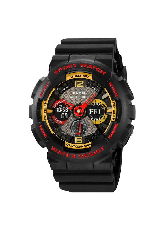 Часы 2118BKRD Черные спортивные кварцевые с хронографом будильником и календарем ProDobro (367267836)