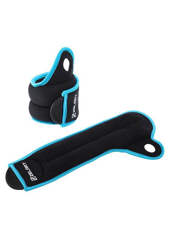 Утяжелители-манжеты для рук FI-4245 1кг (пара) Черно-голубой, (56363105) Zelart (322733337)