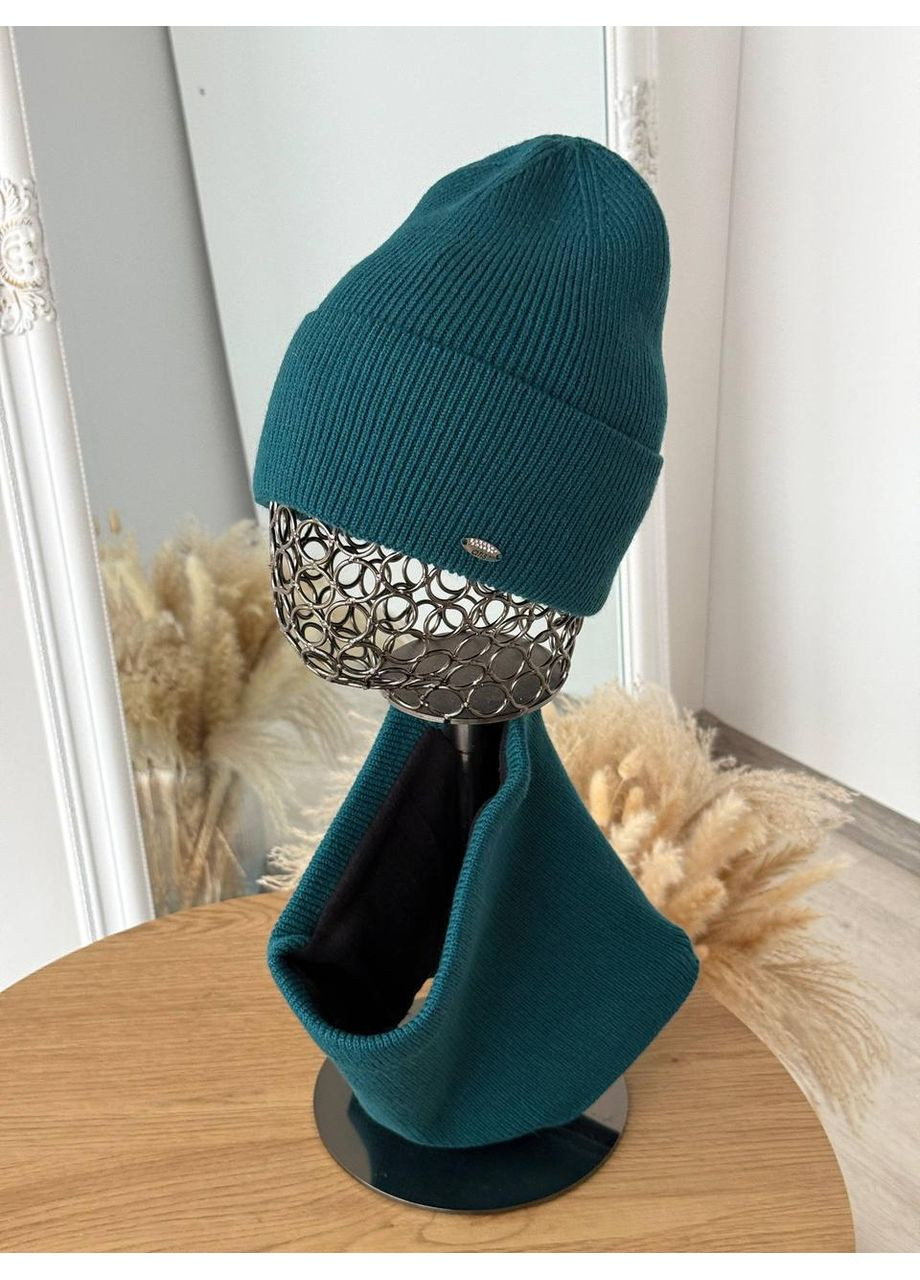 Жіночий комплект шапка й баф/Теплий жіночий шапка з хомутом/жіночий зимовий комплект із флісом Бузковий No Brand (367102109)