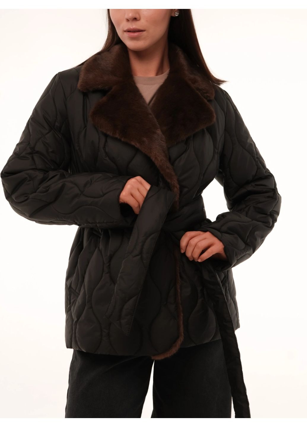 Черная зимняя двубортная куртка Alberto Bini