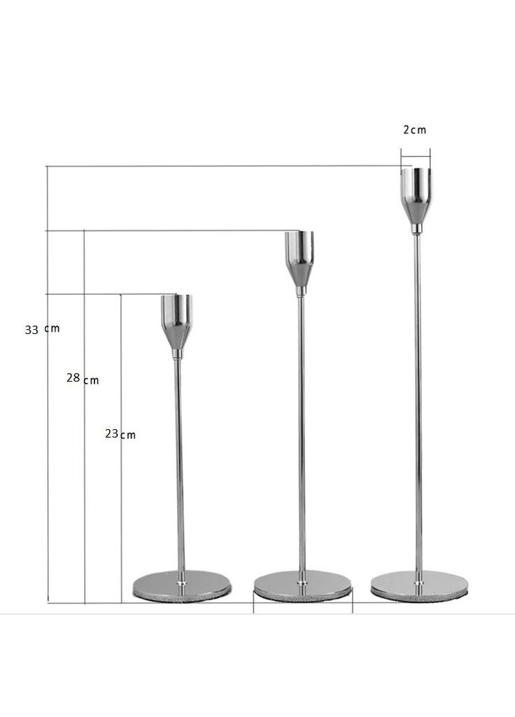 Підсвічники святкові REMY-DEСOR металеві Гамлет сріблястого кольору набір 3 шт. висота 23см 28см 33см REMY-DECOR (293152624)