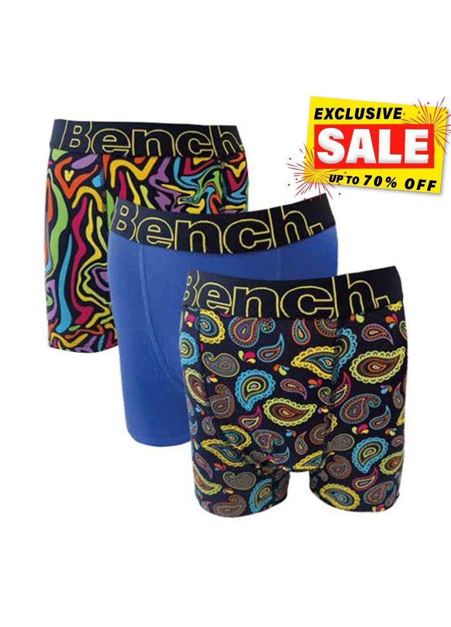 Набір чоловічих анатомічних трусів боксерів Underwear Boxer Shorts 3 шт в наборі, кольорові, індиго Bench Боксери (365756802)