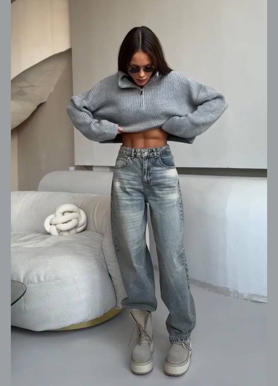 Серый демисезонный женский свитер оверсайз Avanti