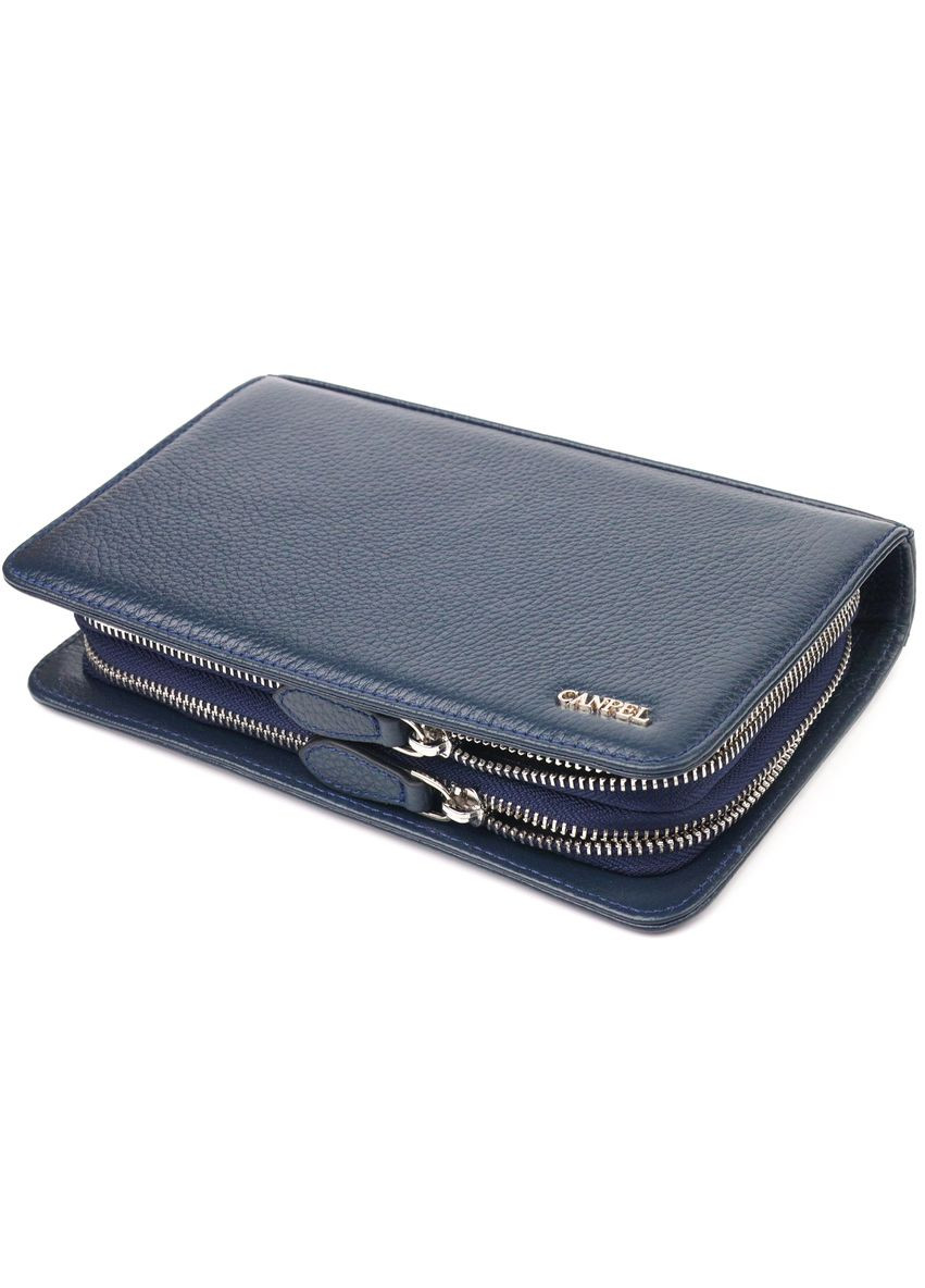 Відмінна чоловіча барсетка на два відділення з натуральної зернистої шкіри 21568 Синя Canpellini (331911214)