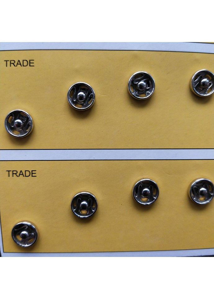 D=7,5мм, пришивные застежки-кнопки для одежды 24шт металл цвет серый Plus-plus (352749520)