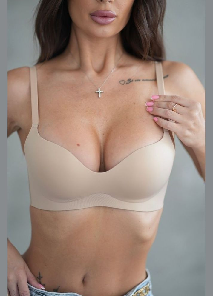 Бежевий безшовний бюстгальтер безшовний Mandhari без кісточок