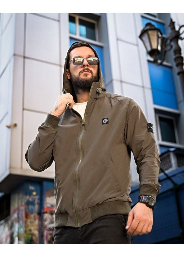 Оливковая демисезонная ветровка No Brand