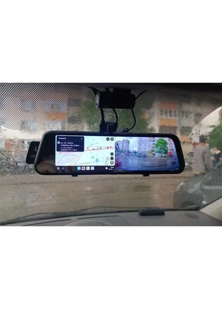 Зеркало-видеорегистратор с CarPlay / Android Auto (9.66", 4K, 2 камеры) IPS (390480523)