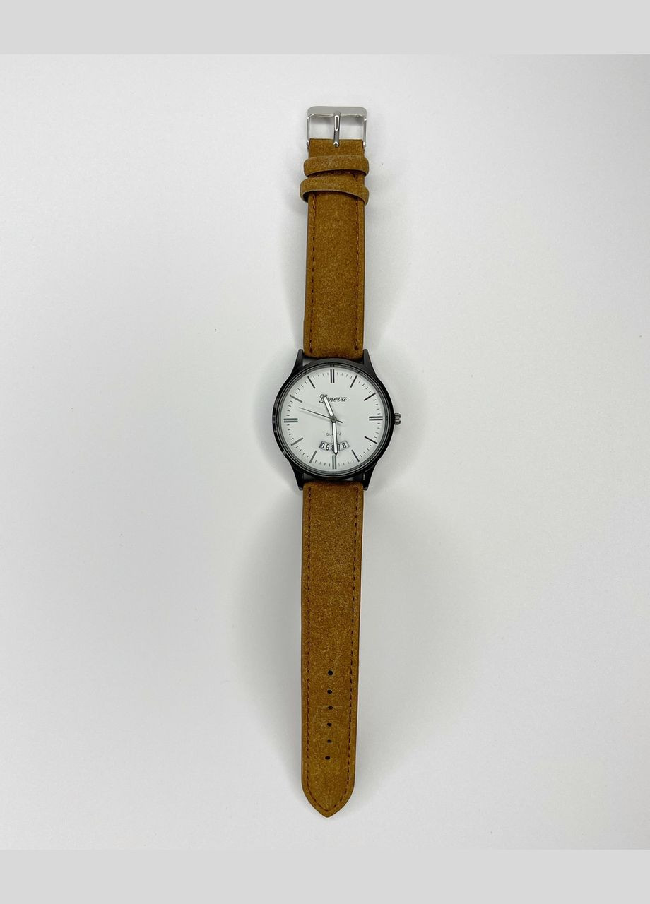 Часы наручные Мужские с датой циферблат метки механизм кварцевый ремешок кожзам Коричневый Geneva (316660091)