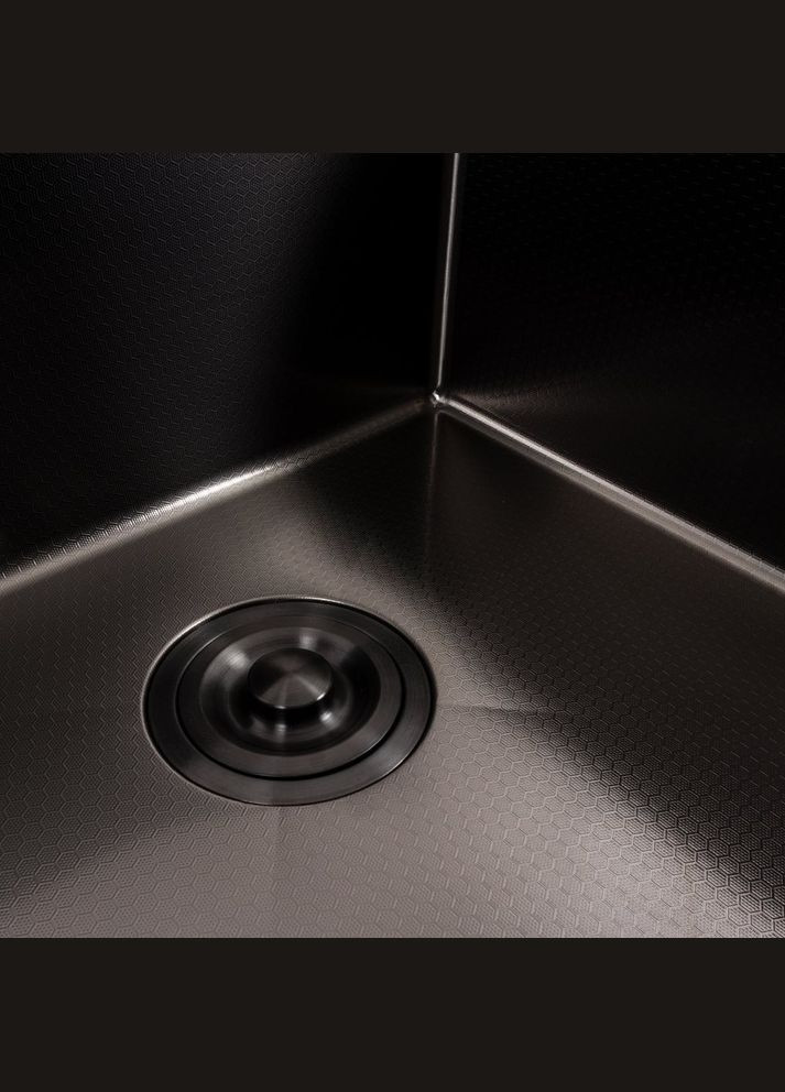 Кухонная мойка 50*50 PVD черная DECOR Handmade (сифон круглый, 3,0/0,8) Valeso (353746721)