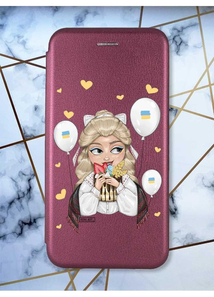 Чохол-книжка з малюнком для Samsung Galaxy A34 5G Бордовий:: Українка з солодощами (принт 175) Creative (360660642)