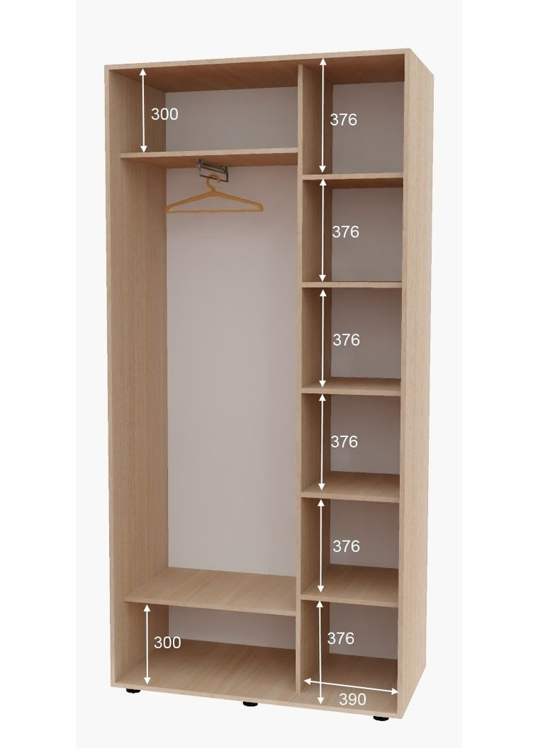 Шафа-купе дводверна 100*45*250 см Дуб молочний 2 двері ДСП + Дзеркало Алекса (360475240)