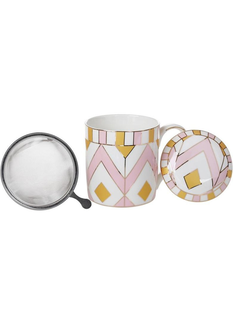 Кружка-заварник "Рожевий зигзаг" 380мл, з металевим ситом Bona (372175980)