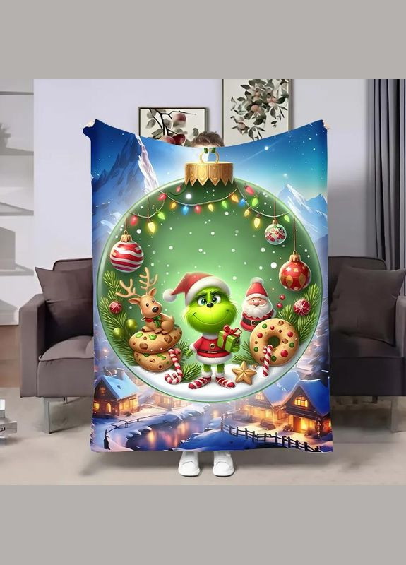 Плед покривало Полуторний Новорічне Грінч:Маленький 160х200 Різнобарвний Плюш-велюр No Brand (315150885)