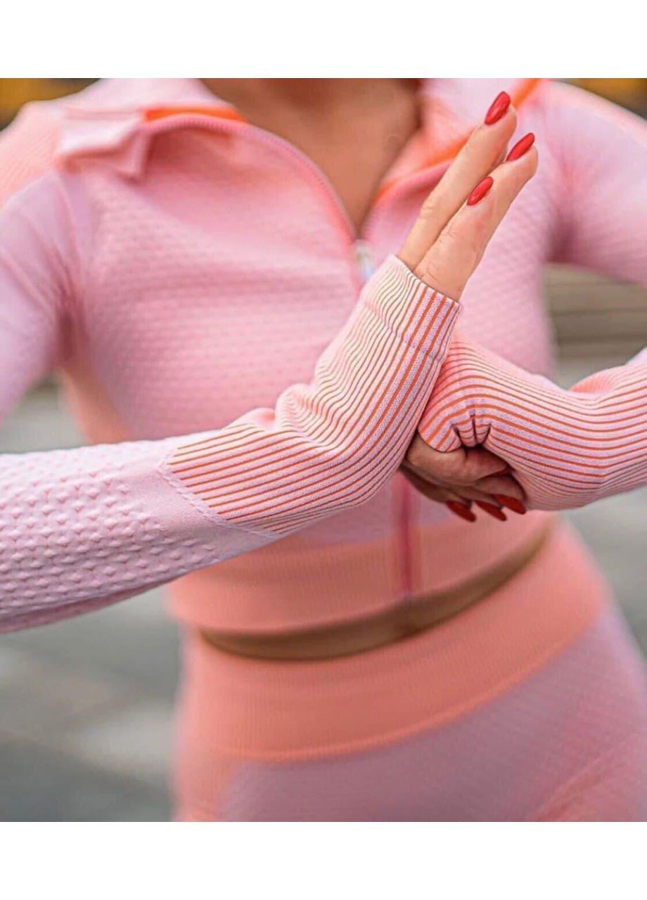 Жіночий фітнес костюм-трійка / Спортивний комплект жіночий рожевий топ, лосини, кофта / Жіночий костюм для фітнесу No Brand (367102117)