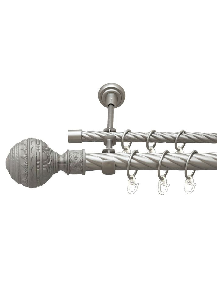 Карниз Арабеска металлический двухрядный открытая скрученная труба Сатин 25\16 мм 200 см (00-00023501) ORVIT (300845261)