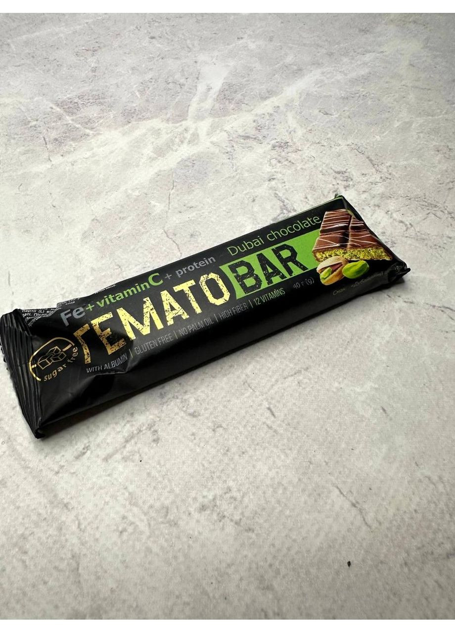 Батончик протеиновый Гематовит с альбумином и витамином С «Дубайский шоколад» без сахара, 40 г No Brand (365820439)