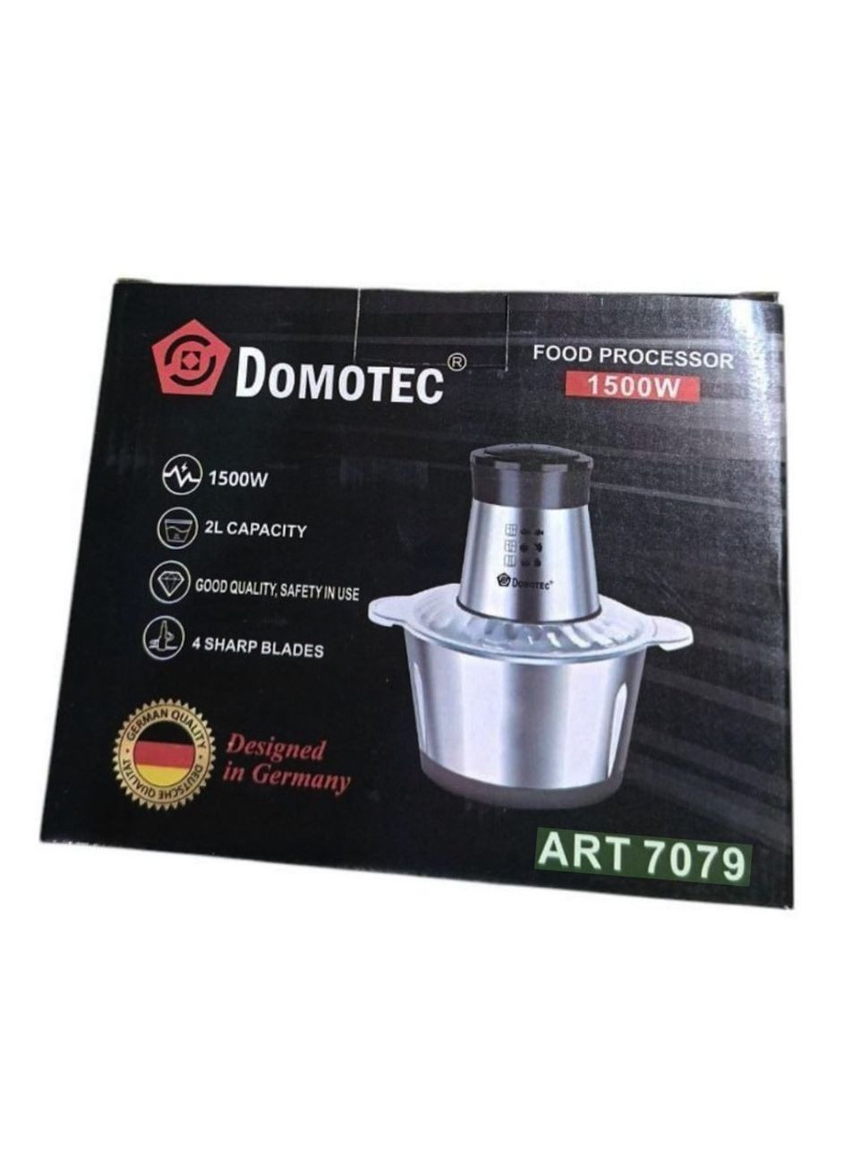 Кухонний подрібнювач ART-7079 4 леза Комбайн 1500Вт фітнес-блендер 2000мл Чоппер Срібний Domotec (342392382)