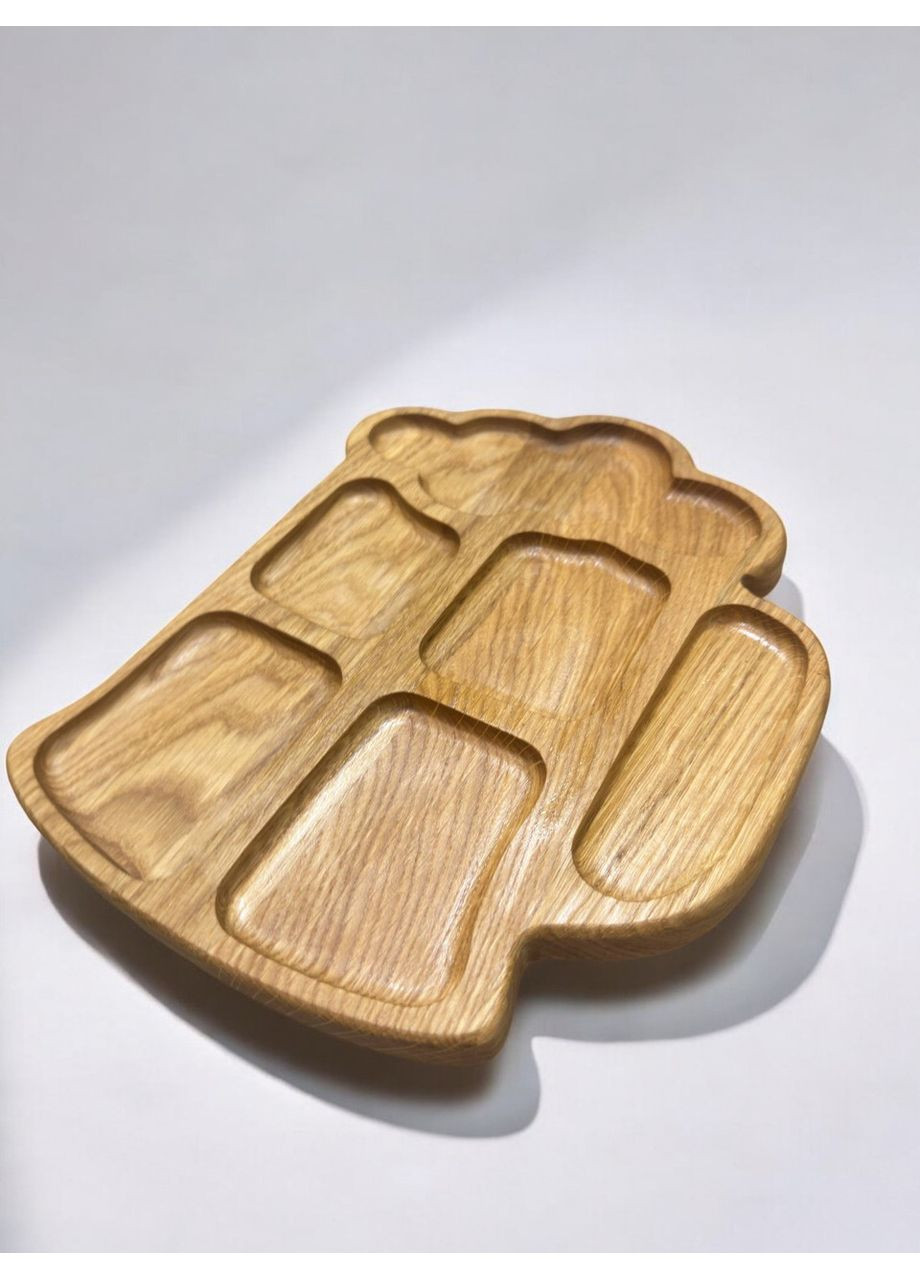 Менажница деревянная секционная Кружка на 6 секций для подачи блюд (Материал Карпатский Дуб) 28x21 см. No Brand (365843579)