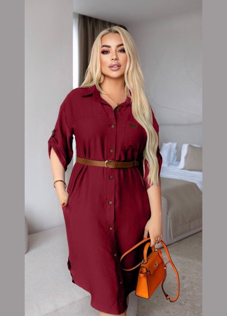 Бордова сукня-сорочка супер батал No Brand