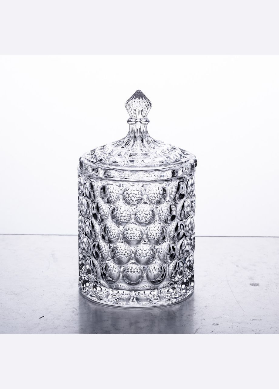 Конфетница с крышкой Ø7.5 см ваза сахарница круглая стеклянная HP-4-103 Yiwu (329375943)